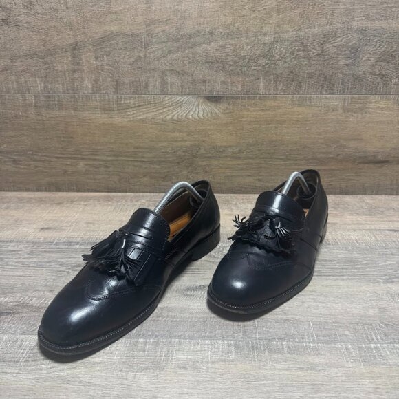 Florsheim Black Leather Tasseled Kiltie Wingtip Loafers Men's Size 12 - Picture 1 of 6